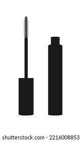 Mascara with brush silhouette flat icon