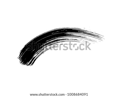 Mascara brush stroke isolated on white background. Vector black stain or eye cosmetic makeup texture swatch.
