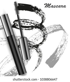 Mascara and brush stroke vector, beauty and cosmetic background. Vector illustration.