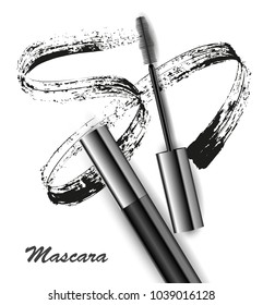 Mascara and brush stroke vector, beauty and cosmetic background. Vector illustration.