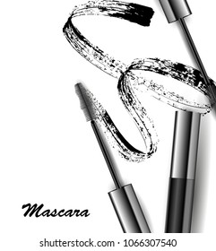 Mascara and brush stroke vector, beauty and cosmetic background. Vector illustration.