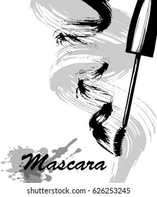 Mascara and brush stroke vector, beauty and cosmetic background. Vector illustration.