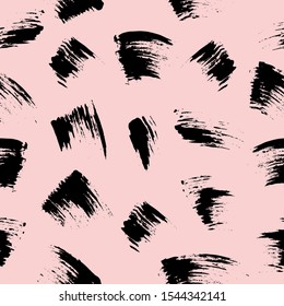 Mascara brush strokes seamless pattern. Pink cosmetic background. Brow bar design.  Vector illustration