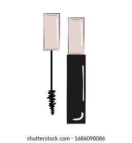 Mascara, mascara brush, mascara vector, long lashes, eyes mascara.Vector illustration