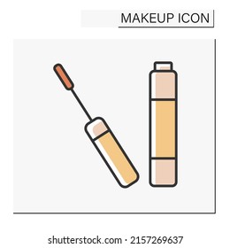  Mascara color icon. Mascara to make lashes longer and volume.Makeup concept. Isolated vector illustration