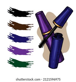 mascara color pallete vector illustration on white background