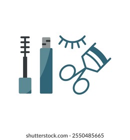 Mascara and eyelash curler set beauty saloon icon vector basic design simple and modern concept graphic