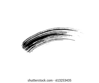 Mascara Eyelashes Brush Stroke Makeup Isolated On White Background. Vector Black Hand Drawn Lash Scribble Swatch.