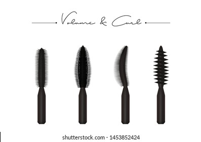 Mascara Eyeliner And Brush Stroke Vector, Beauty And Cosmetic Background. Vector Illustration.