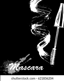 Mascara eyeliner and brush stroke vector, beauty and cosmetic background. Vector illustration.