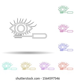 Mascara for eyes multi color icon. Simple thin line, outline vector of spa icons for ui and ux, website or mobile application