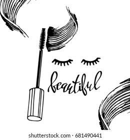 Mascara fashion banner, clear template for advertising or magazine page.