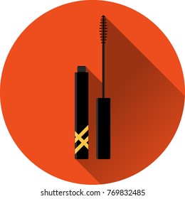 Mascara Flat Design Makeup Icon - Mascara Wand and Bottle Illustration