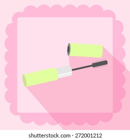 mascara flat icon on pink background