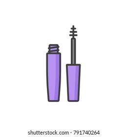 Mascara flat line colored icon.