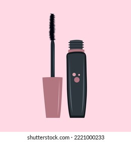 Mascara flat vector illustration. Cute mascara cartoon vector illustration for graphic design and decorative element