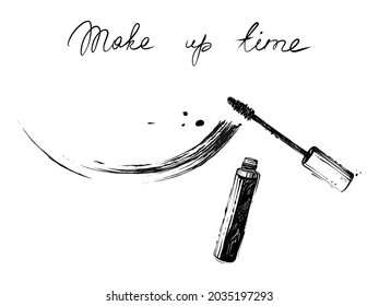 Mascara, hand drawn vector illustration, monochrome