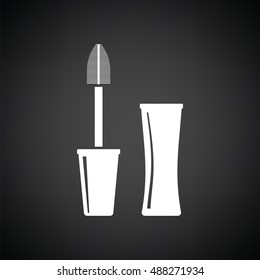 Mascara icon. Black background with white. Vector illustration.