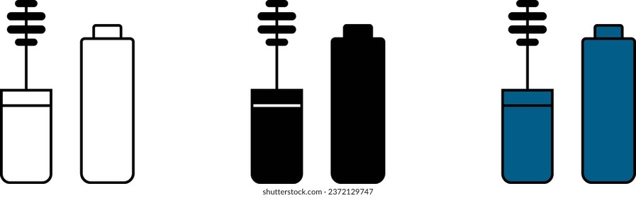 Mascara icon collection lined, isolated, colored. Illustration vector