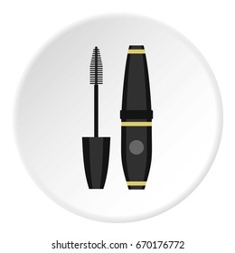 Mascara icon in flat circle isolated vector illustration for web