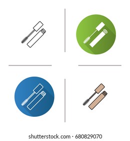 Mascara icon. Flat design, linear and color styles. Isolated vector illustrations
