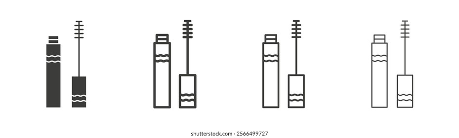 Mascara icon flat and linear vector illustration on white background.