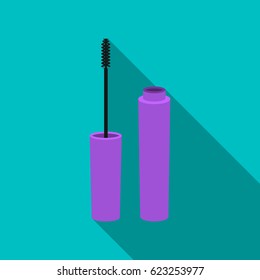 Mascara icon in flat style isolated on white background. Make up symbol stock vector illustration.