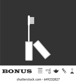 Mascara icon flat. White pictogram on black background. Vector illustration symbol and bonus icons