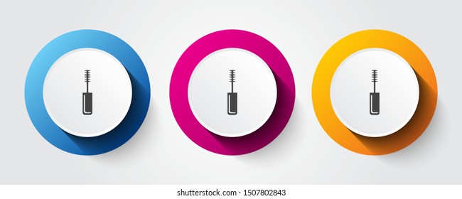 Mascara icon on three colorful buttons.