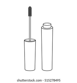Mascara icon in outline style isolated on white background. Make up symbol stock vector illustration.