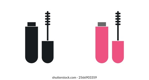 Mascara icon set in black and colored