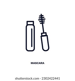 mascara icon. Thin line mascara icon from beauty and elegance collection. Outline vector isolated on white background. Editable mascara symbol can be used web and mobile