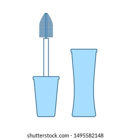 Mascara Icon. Thin Line With Blue Fill Design. Vector Illustration.