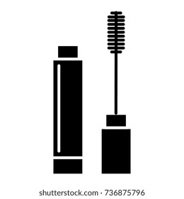 mascara icon, vector illustration, black sign on isolated background