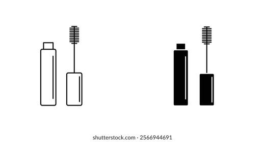 Mascara icons. black and white vector set.