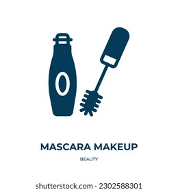 mascara makeup vector icon. mascara makeup, makeup, mascara filled icons from flat beauty concept. Isolated black glyph icon, vector illustration symbol element for web design and mobile apps