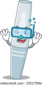 Mascara mascot design swims with diving glasses. Vector illustration