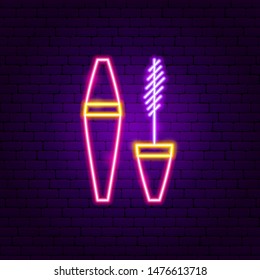 Mascara Neon Sign. Vector Illustration of Cosmetics Promotion.