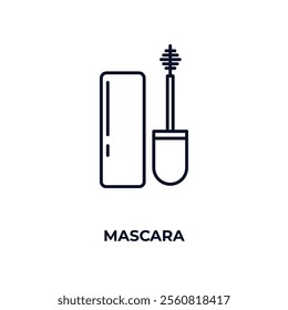 mascara outline icon. Linear vector from beauty concept. Thin line mascara icon isolated on white background