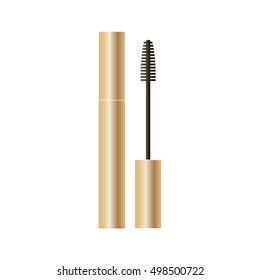 Mascara packaging gold design isolated on white background