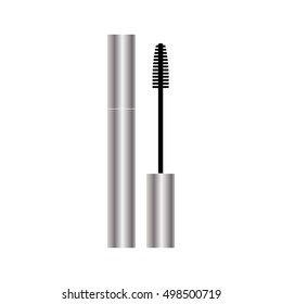 Mascara packaging silver design isolated on white background