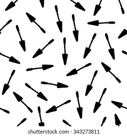 Mascara seamless pattern with beauty items hand drawn black outlines on the white background. Vector illustration.  
Useful for design, templates, invitations, scrapbooking