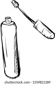 Mascara-Skizze, Illustration, Vektorgrafik auf weißem Hintergrund.