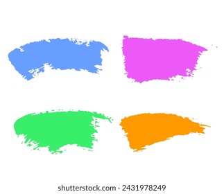 Mascara smears color texture set. Vector scribble brush strokes isolated on white. Grunge dirty brush strokes