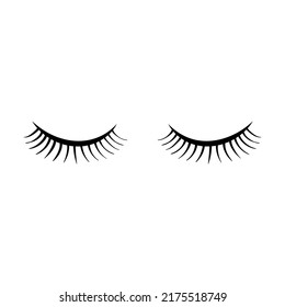 Mascara styles, closed girly eyes with beautiful lashes isolated on white. Girls eyelashes simple vector illustration