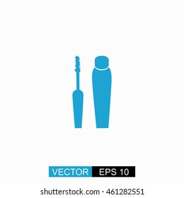 Mascara vector. Isolated blue icon on white background.