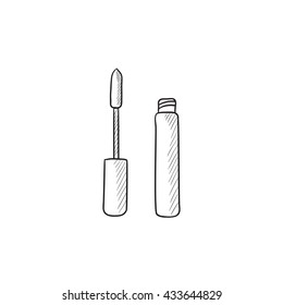Mascara vector sketch icon isolated on background. Hand drawn Mascara icon. Mascara sketch icon for infographic, website or app.