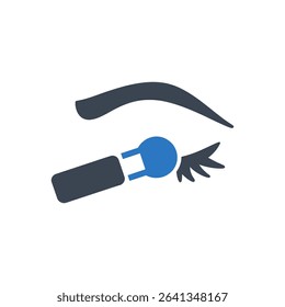 Mascara wand applying to eyelashes and eyebrow icon