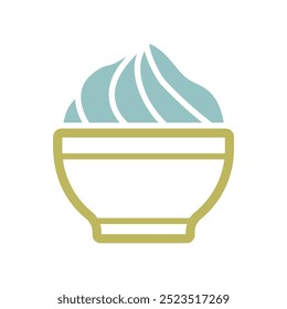 Mascarpone cheese dairy product in bowl vector icon. Dairy product sign. Graph symbol for cooking web site and apps design, logo, app, UI