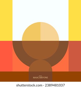 Mascarpone cheese in geometric flat style. Cartoon food delicious milk product. Vector illustration.